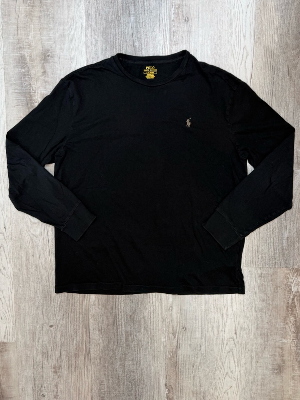 Polo by Ralph Lauren Men's Classic Fit Black Long Sleeve Tee Size L Cotton